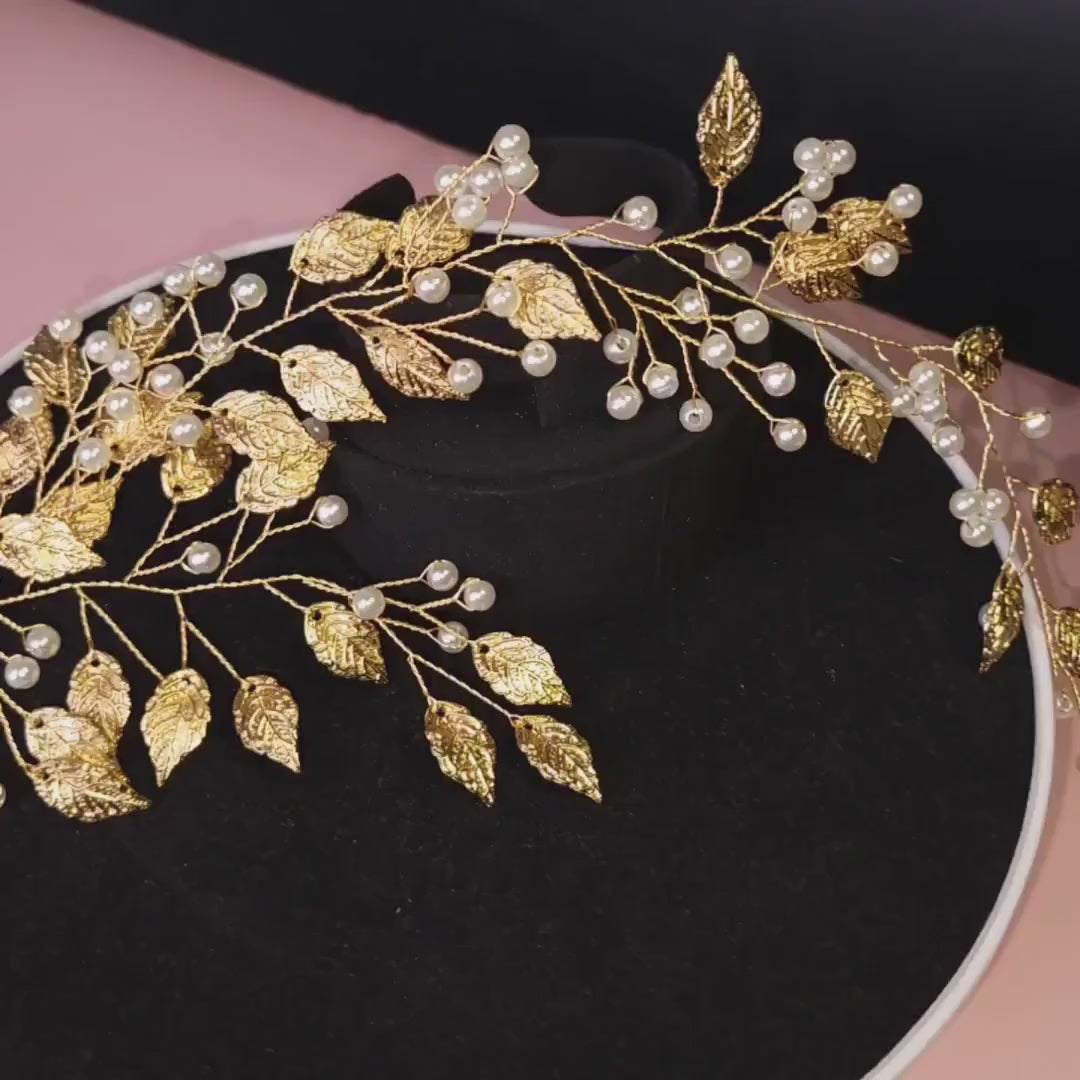 Bridal hair accessories gold leaf bridal hair accessories gold leaves wedding hair accessories silver rose gold hair vine