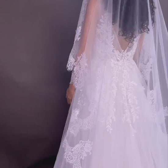 Eyelash Lace Wedding Veil: Ivory Drop Veil, 300cm