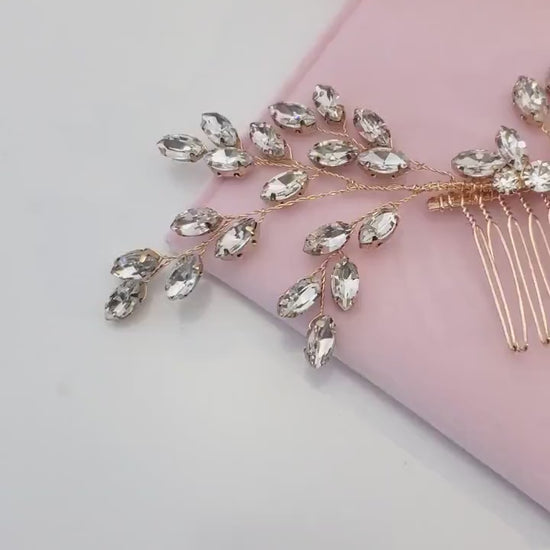 Bridal hair accessories, wedding hair accessories, bridal hair comb rose gold, crystal bridal hairpiece, bridal hair comb