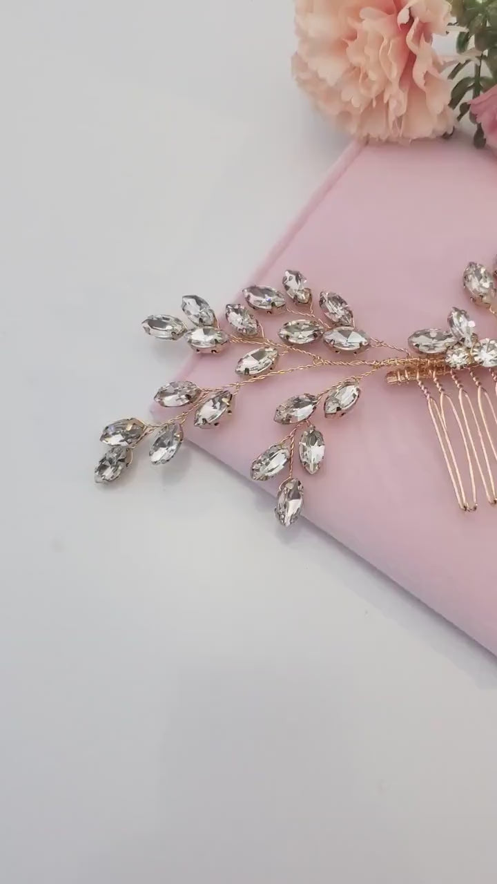 Bridal hair accessories, wedding hair accessories, bridal hair comb rose gold, crystal bridal hairpiece, bridal hair comb