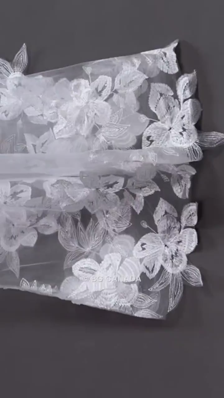 118inch veil floor length wedding veil floral edges veil Floral Lace Bridal Veil 300cm Elegant Wedding Veil