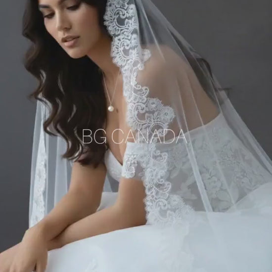 Cathedral Mantilla Veil: Chantilly Lace, Eyelash Edge, Spanish Style