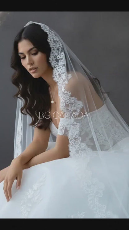 Cathedral Mantilla Veil: Chantilly Lace, Eyelash Edge, Spanish Style