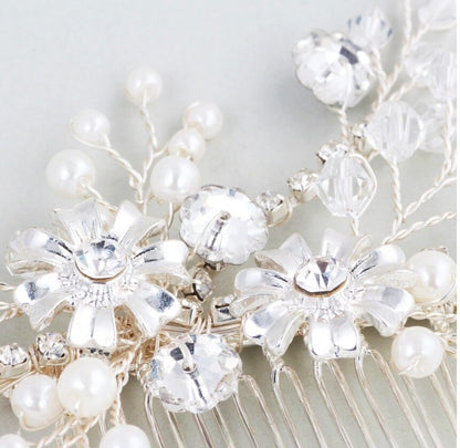 Bridal hair comb silver, wedding hair comb, bridal hair accessories, wedding hair accessories, bridal hairpiece silver