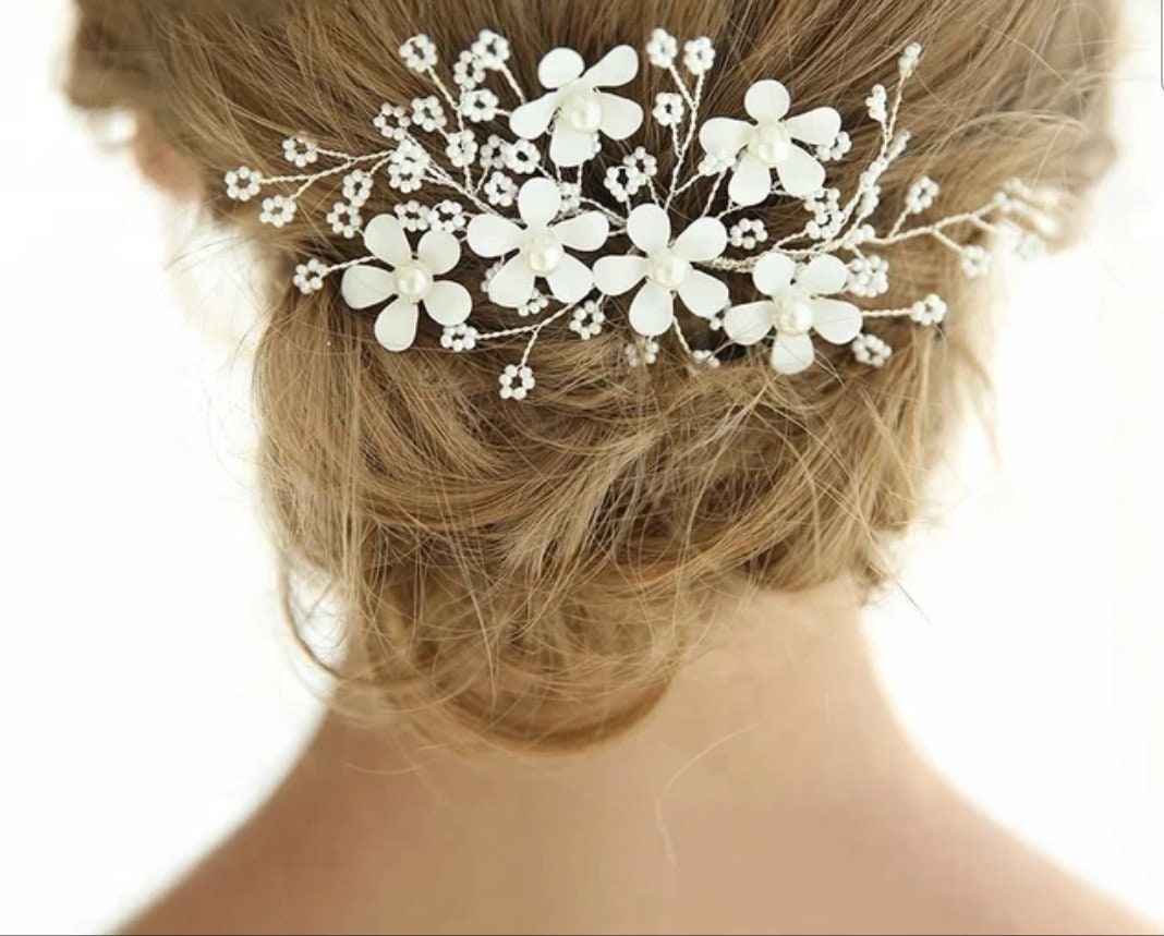 Floral Bridal hair pin,wedding accessories,wedding hair accessories,bridal hair jewelry, bridal hair accessories,hair pin white