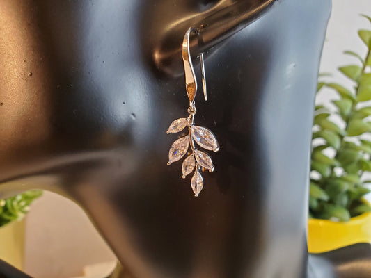 Leaf Silver Bridal Earrings crystal Bridal Earrings Wedding Earrings wedding accessories bridal jewelry