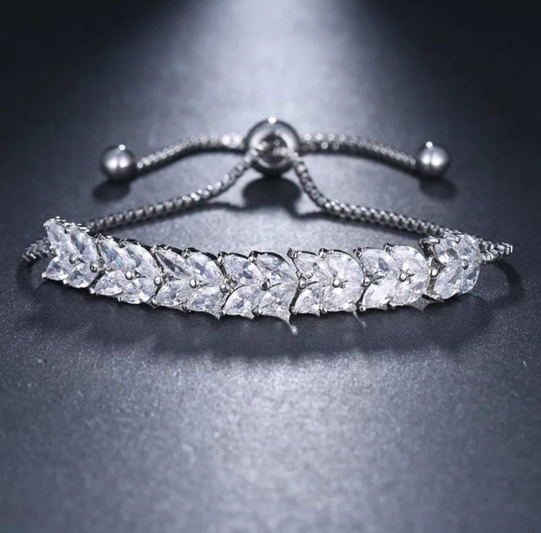 Zirconia Bridal Jewelry Set teardrop Bridal Necklace Earrings CZ Jewellery Wedding Jewelry for Brides Art Deco Jewelry