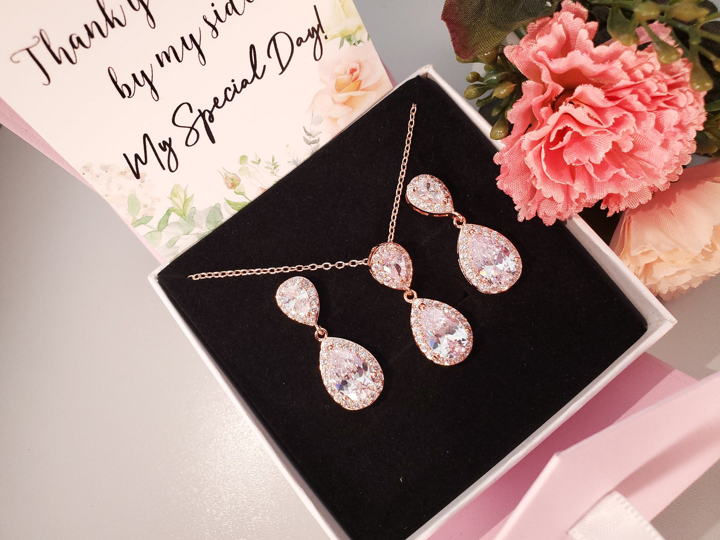 Wedding Earrings Personalized Bridesmaids gift jewelry set rose gold bridesmaid proposal earring bridal party maid of honorjewelry gift her