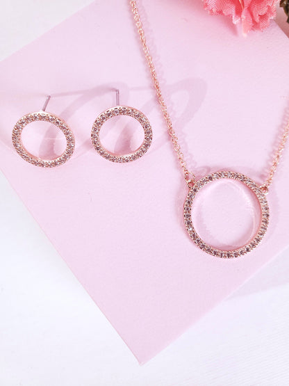 Rose Gold Circle Necklace Earrings Bridesmaids Eternity Necklace gift for her Karma Necklace Delicate Necklace Dainty Necklace