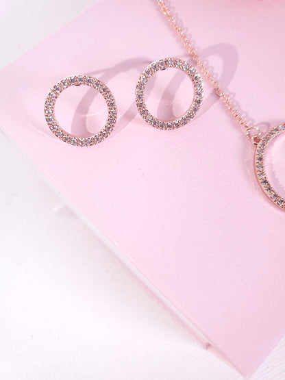 Rose Gold Circle Necklace Earrings Bridesmaids Eternity Necklace gift for her Karma Necklace Delicate Necklace Dainty Necklace