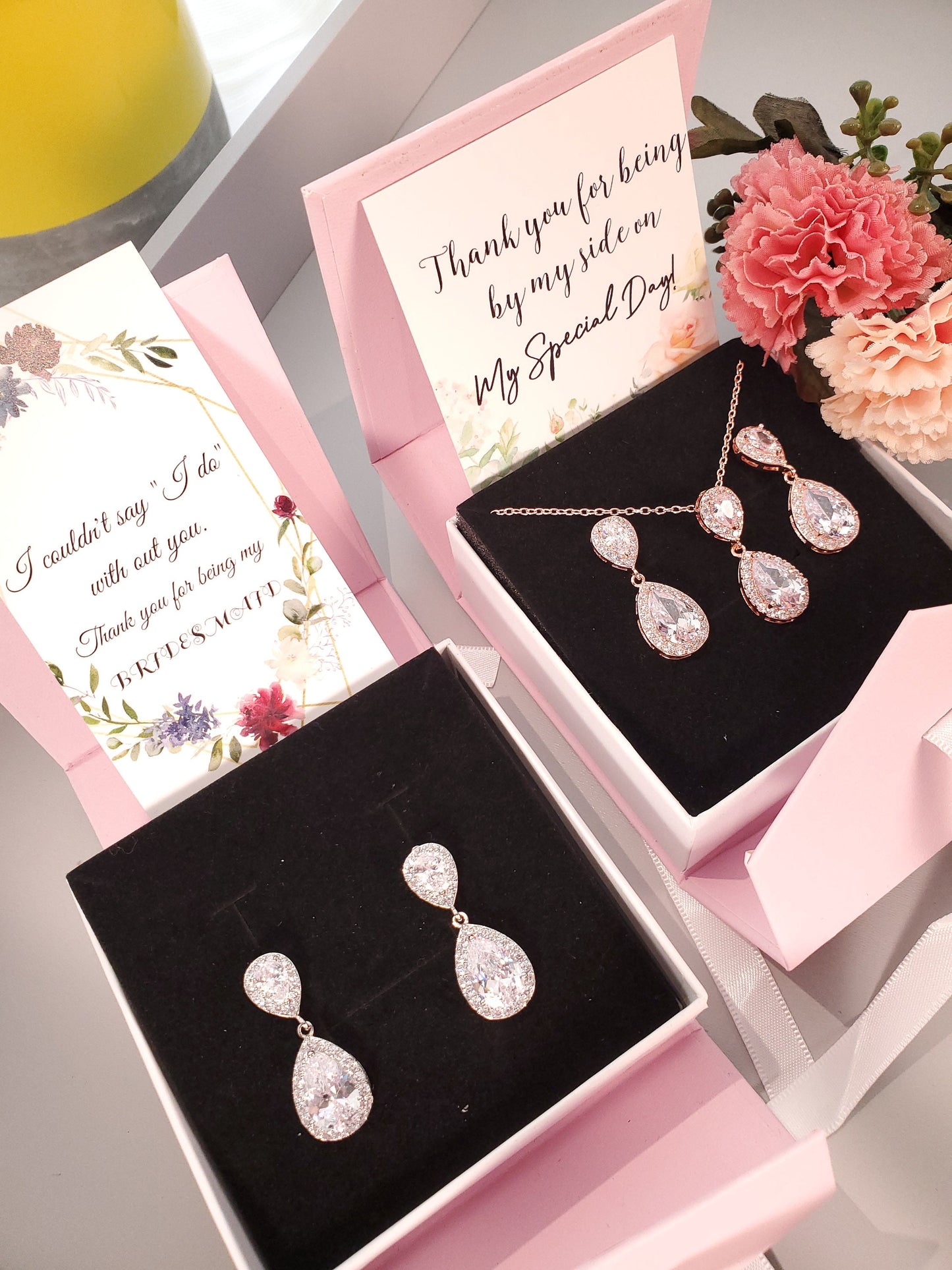 Wedding Earrings Personalized Bridesmaids gift jewelry set rose gold bridesmaid proposal earring bridal party maid of honorjewelry gift her
