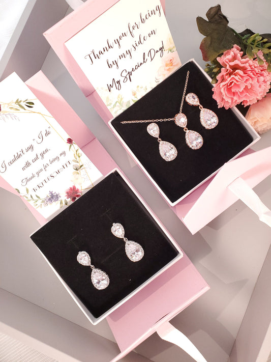 Wedding Earrings Personalized Bridesmaids gift jewelry set rose gold bridesmaid proposal earring bridal party maid of honorjewelry gift her