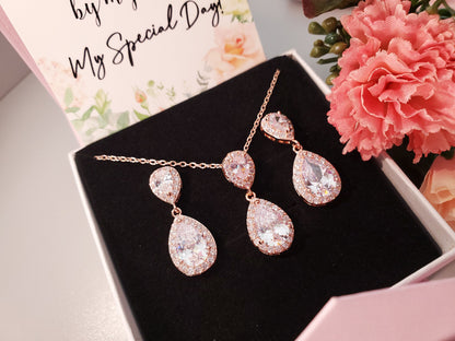 Wedding Earrings Personalized Bridesmaids gift jewelry set rose gold bridesmaid proposal earring bridal party maid of honorjewelry gift her