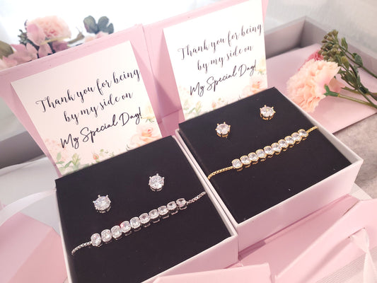 Bridesmaid Earring gift set bridesmaid proposal gift maid of honor gift silver jewelry gift set gold bridal party gift bridal jewelry set