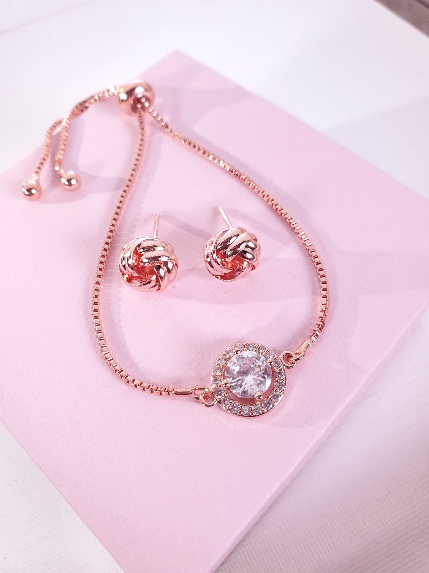 Personalized knot earring set rose gold Bridesmaid gift earrings Tie the knot earrings Bridesmaid earring gift set will you be my bridesmaid