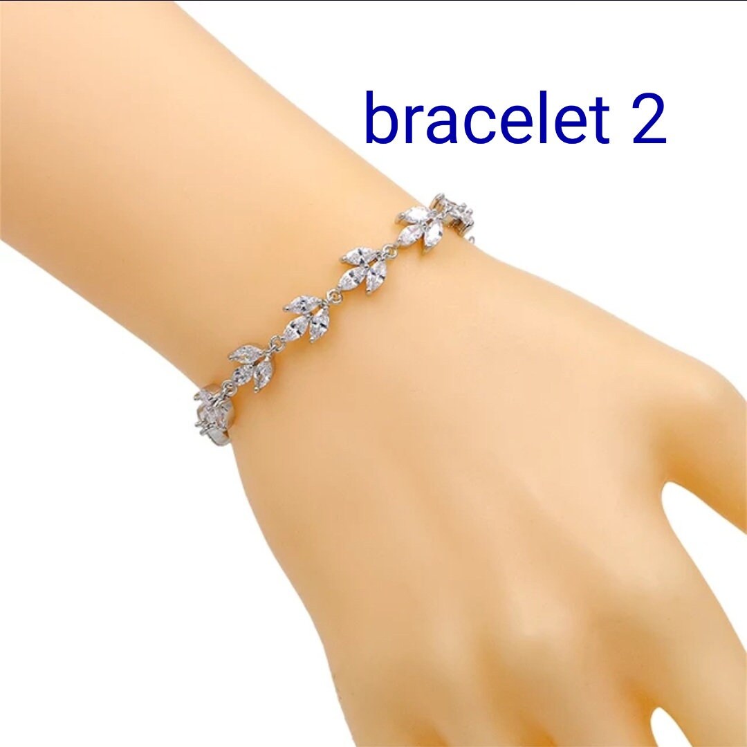 Bridal jewelry set leaf necklace earrings bracelet