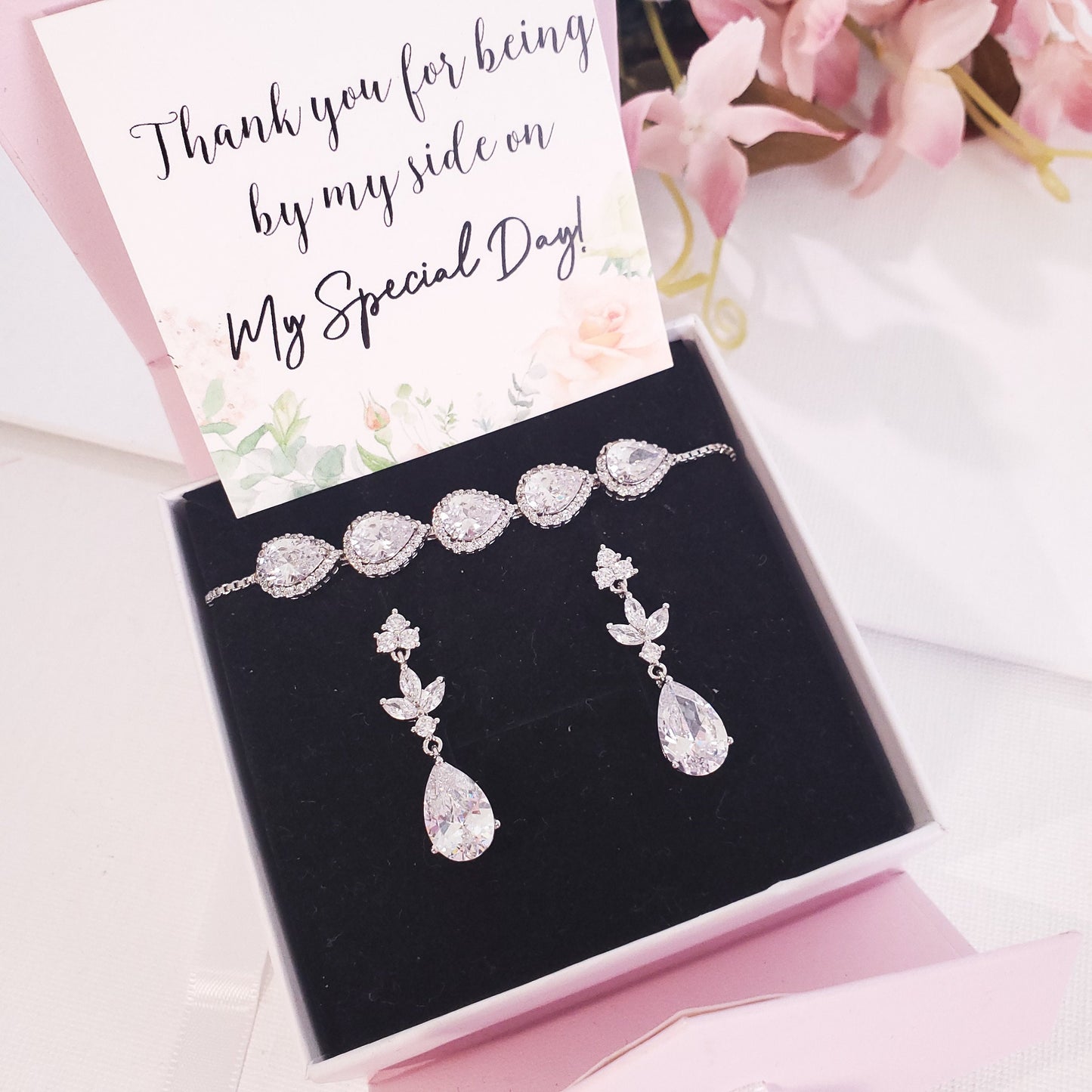 Bridesmaids gift bridal silver teardrop earrings bridal party Gift for Bridesmaid, bridesmaid proposal earrings, will you be my bridesmaid