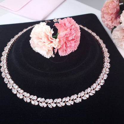 Bridal Necklace bridal Earrings Bracelet Set Silver dainty wedding earrings cubic zirconia jewelry set CZ wedding necklace