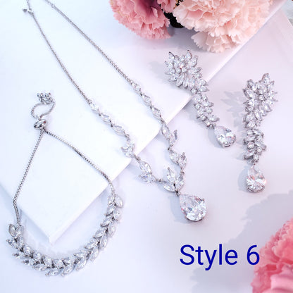 Bridal jewelry set leaf necklace earrings bracelet