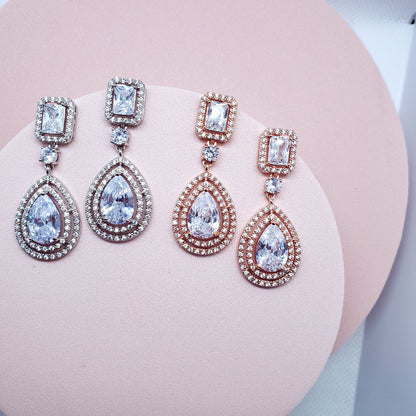 Bridal earrings tear drop