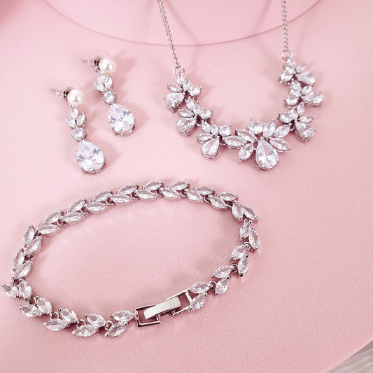 Bridal jewelry set for brides wedding jewelry bridal accessories bridal necklace wedding necklace bridal earrings wedding earrings silver