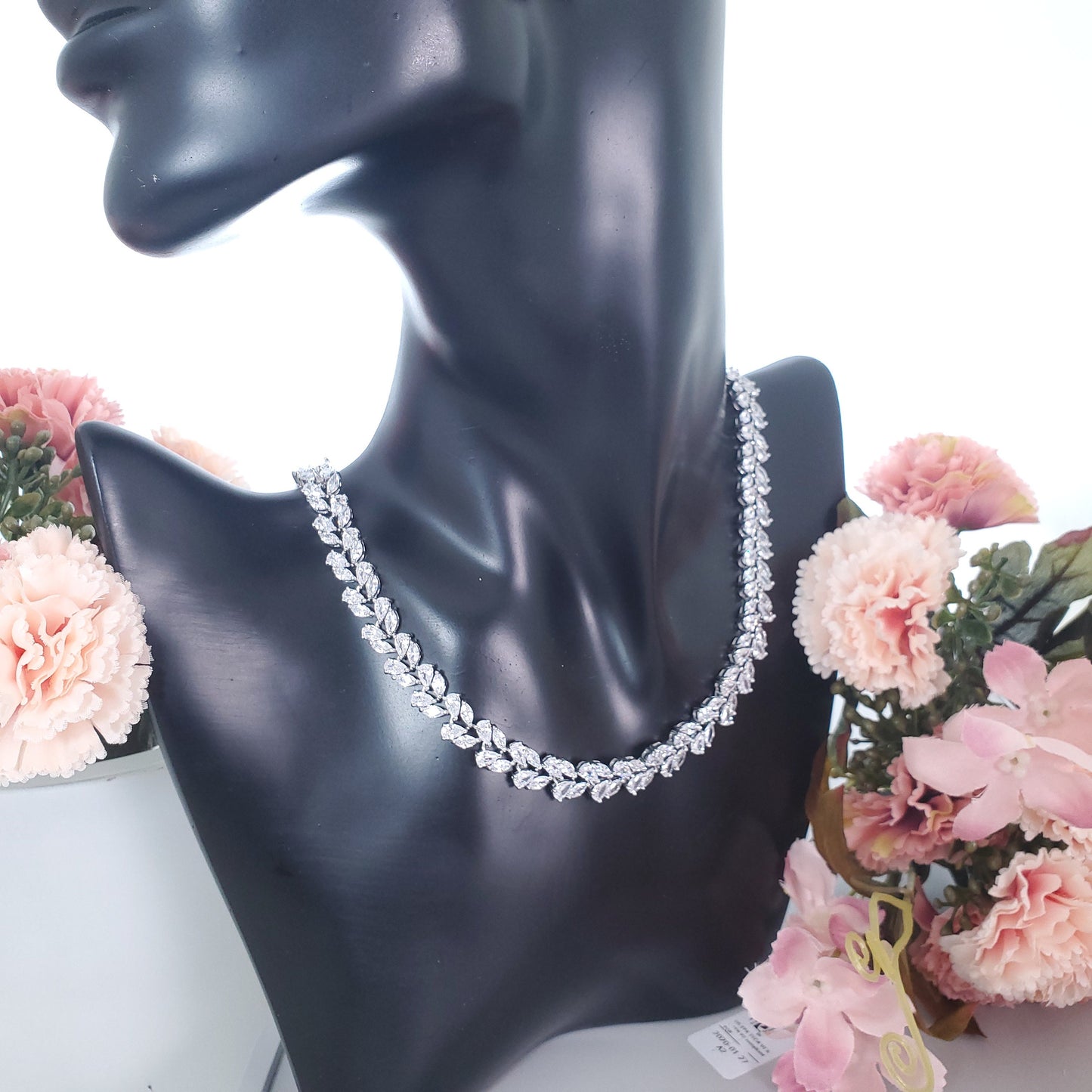 Bridal Necklace bridal Earrings Bracelet Set Silver dainty wedding earrings cubic zirconia jewelry set CZ wedding necklace