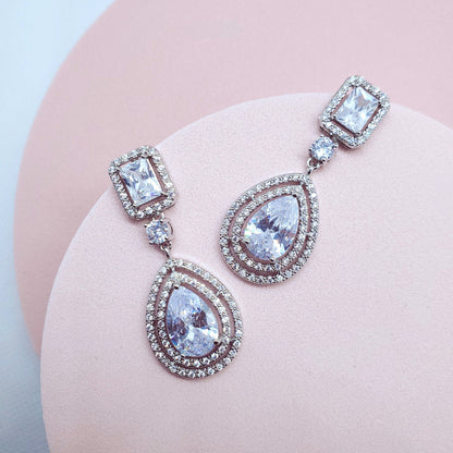 Bridal earrings tear drop
