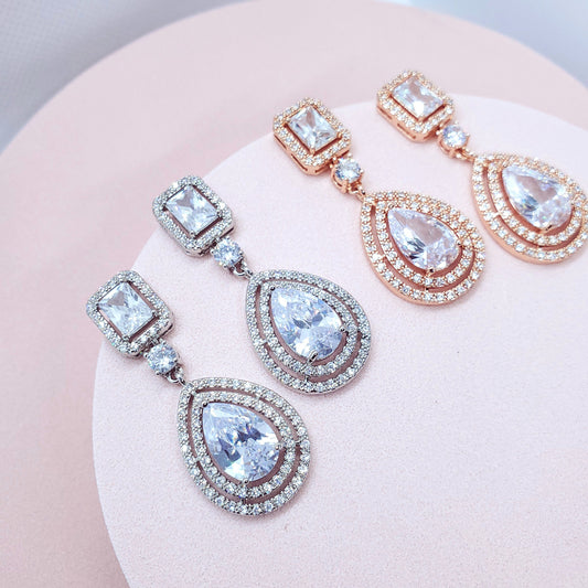 Bridal earrings tear drop