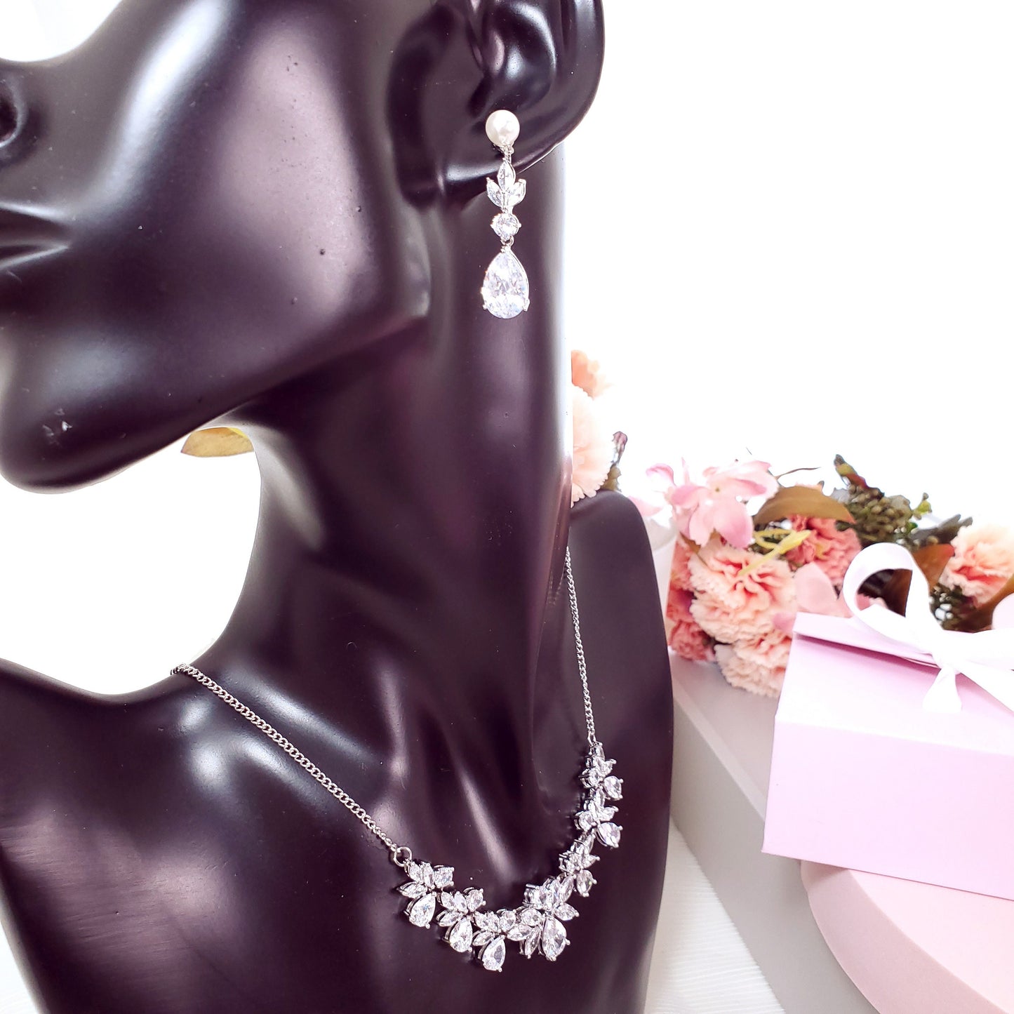 Bridal jewelry set for brides wedding jewelry bridal accessories bridal necklace wedding necklace bridal earrings wedding earrings silver