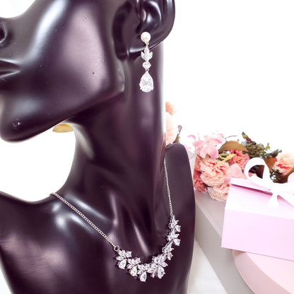 Bridal jewelry set for brides wedding jewelry bridal accessories bridal necklace wedding necklace bridal earrings wedding earrings silver