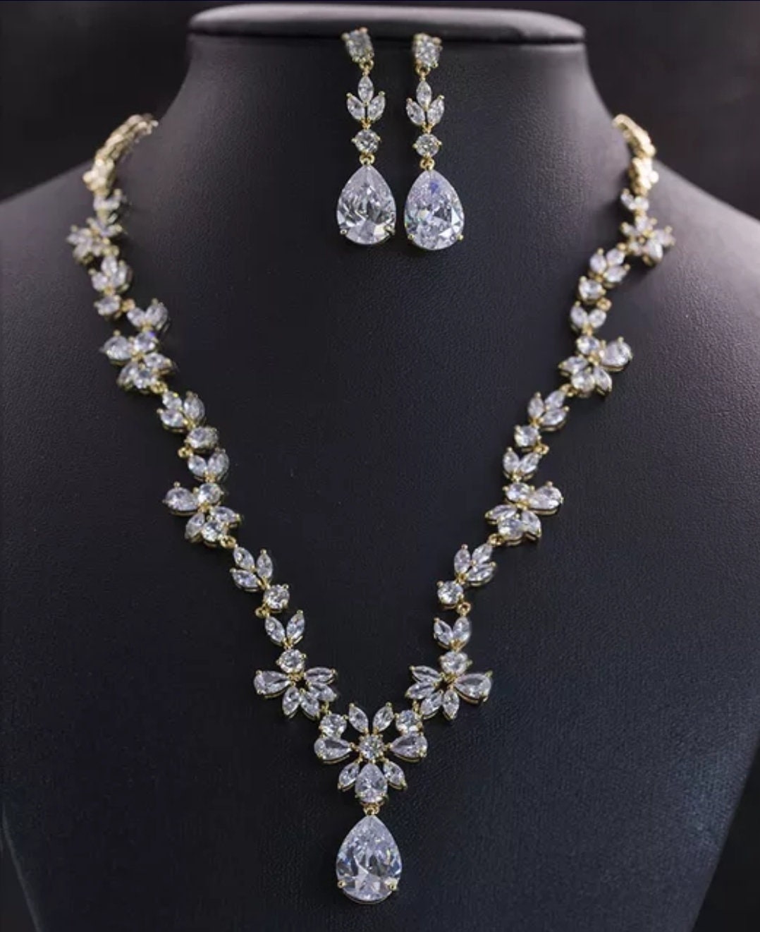 Wedding jewelry Bridal Necklace bridal Earrings Set Silver bridal jewelry wedding earrings cubic zirconia jewelry set CZ wedding necklace