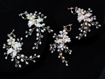 Freshwater Pearl earrings Swarovski Boho Wedding Earrings floral vine earrings boho bridal earrings Long Bridal Earrings statement earring