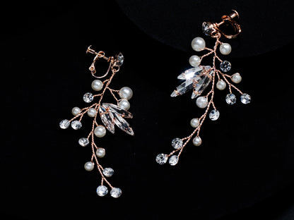 Swarovski crystal earring Wedding Earrings silver crystal wedding vine earrings boho bridal earrings Pearl earrings statement earring