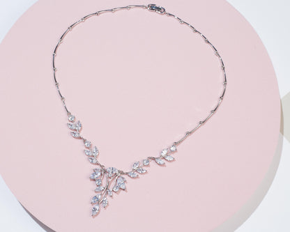 Bridal Necklace Long dainty bridal earrings set Zirconia jewelry wedding jewelry brides statement bridal necklace earrings bridal jewelry