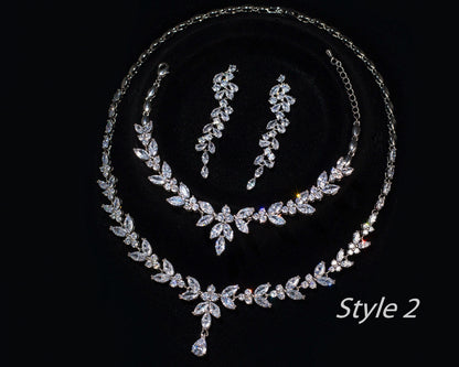 Bridal Necklace and long dainty Earring set wedding jewelry for brides bridal accessories wedding jewelry set