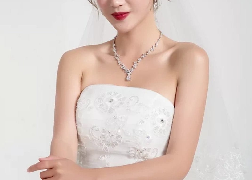 Bridal necklace set extra long wedding earrings bridal accessories bridal jewelry wedding necklace bridal earrings wedding earrings silver
