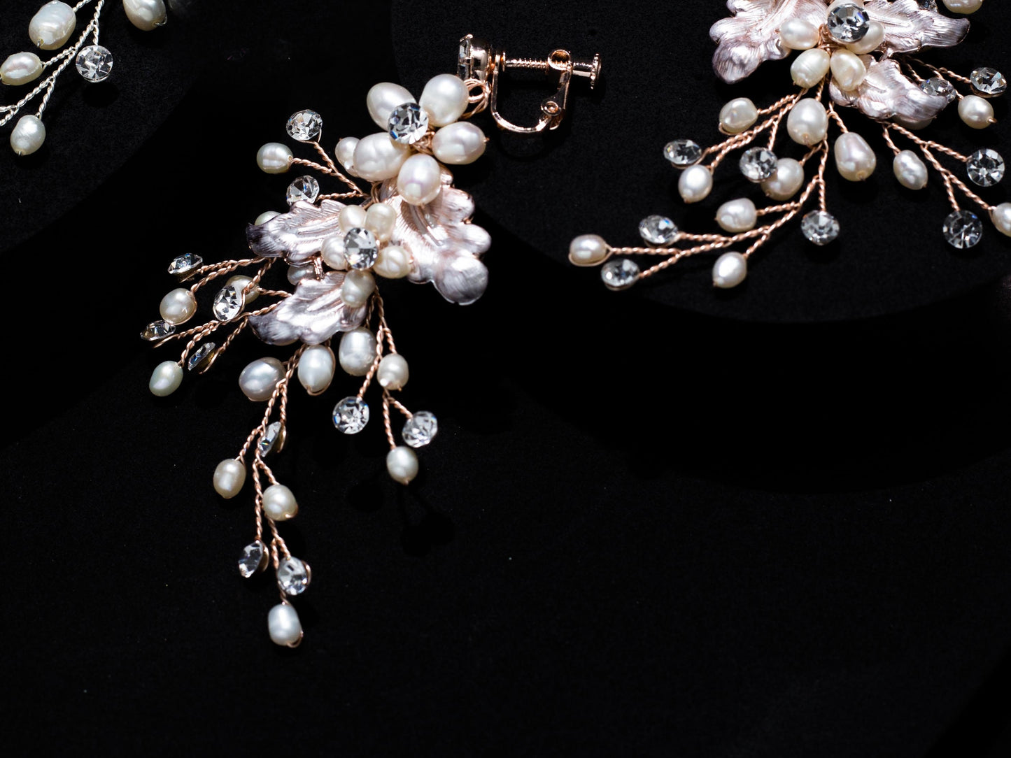Freshwater Pearl earrings Swarovski Boho Wedding Earrings floral vine earrings boho bridal earrings Long Bridal Earrings statement earring