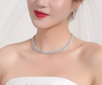 CZ Wedding set CZ necklace set silver jewelry bridal necklace rose gold wedding jewelry wedding bridal necklace set zirconia