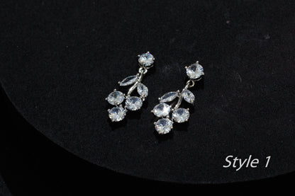 Bride necklace silver Wedding Jewelry bridal necklace and earrings set bridal Jewelry Set, zirconia necklace for Bride