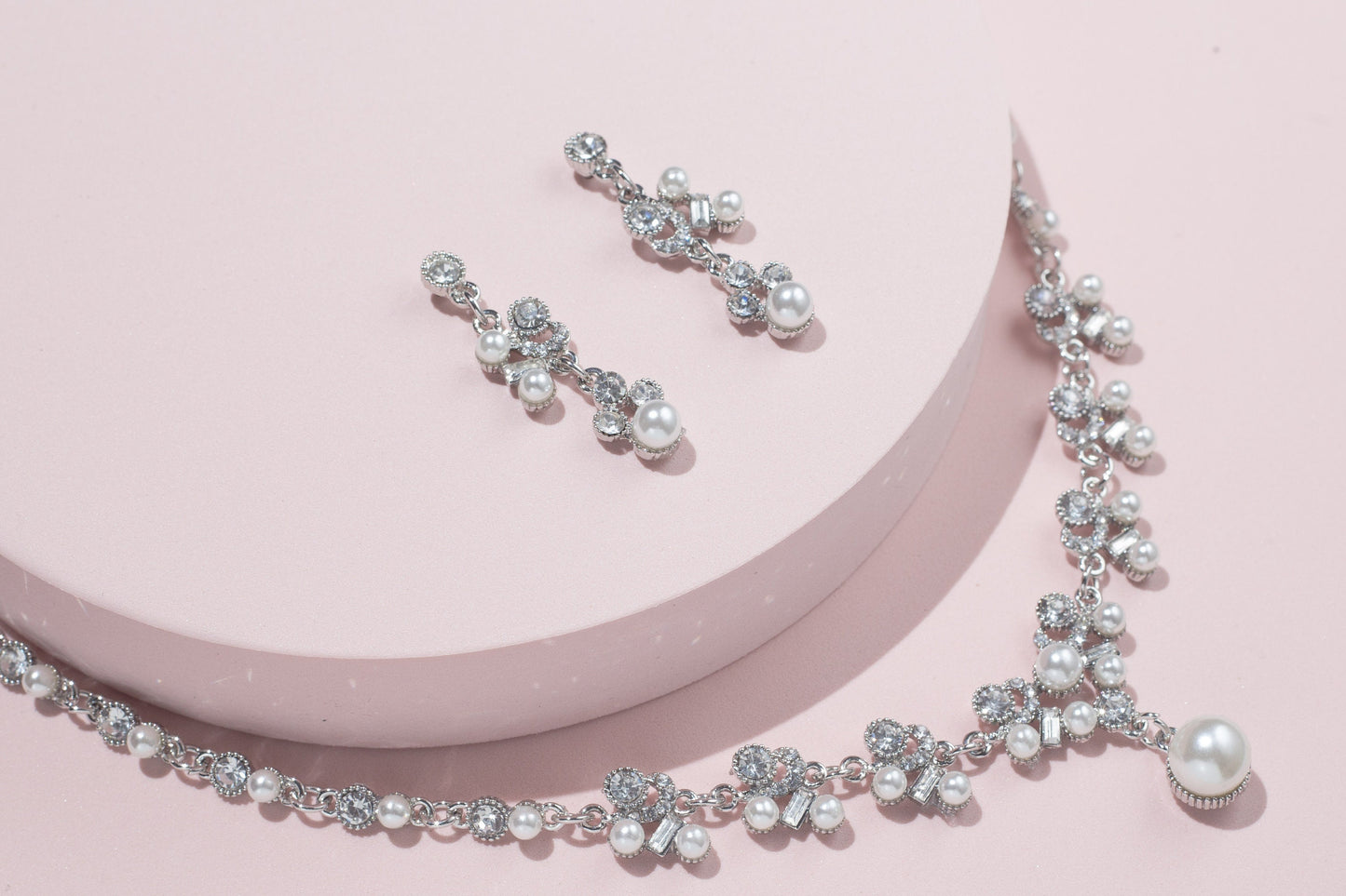 Bridal necklace set pearl silver bridal jewelry bridal necklace wedding jewelry wedding accessories wedding necklace set