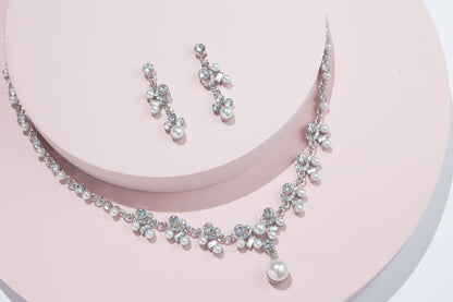 Bridal necklace set pearl silver bridal jewelry bridal necklace wedding jewelry wedding accessories wedding necklace set