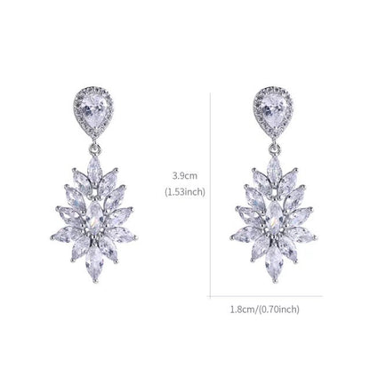 Wedding earrings for brides bridal earrings Zirconia drop wedding earrings silver earrings sets small drop earrings