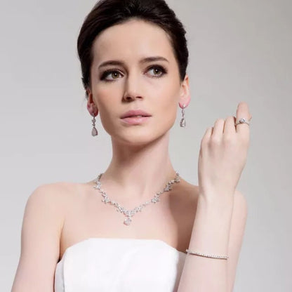 Wedding necklace Bridal jewelry set for brides silver bridal necklace sets bridal earrings set bridal accessories for wedding
