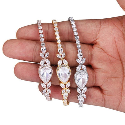 CZ Tennis Bracelet bridal jewelry bridal bracelet wedding bracelet simple teardrop bracelet for bride bracelet