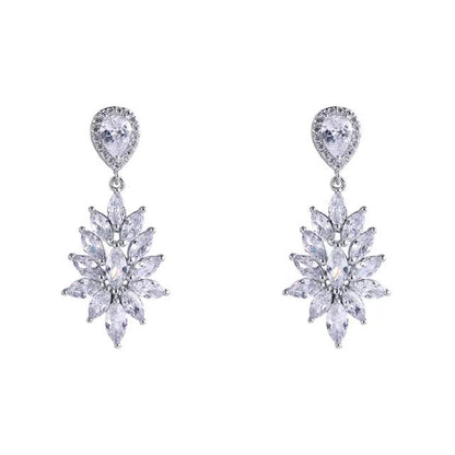 Wedding earrings for brides bridal earrings Zirconia drop wedding earrings silver earrings sets small drop earrings