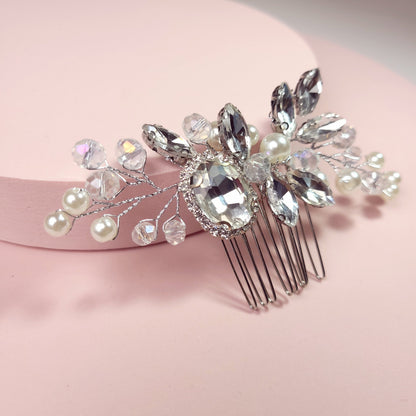 bridal hair comb silver crystal hair comb wedding comb pearl hairpiece wedding hair accessories