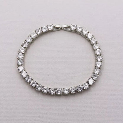 Bridal Necklace Set Silver tennis Wedding Earrings jewellery set for brides wedding jewelry round cubic zirconia earrings