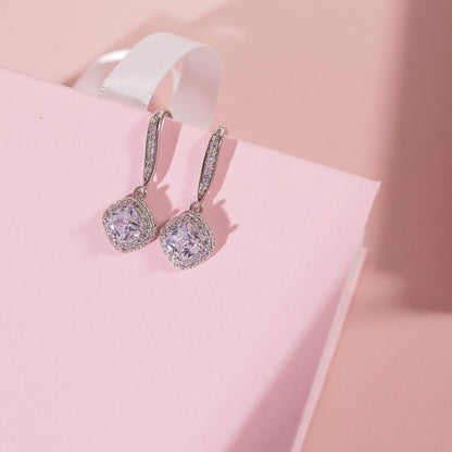 Bridemaids gift box Bridal earrings silver simple Bridal party Earrings bridesmaids earrings gift Bridesmaid Proposal gift box silver