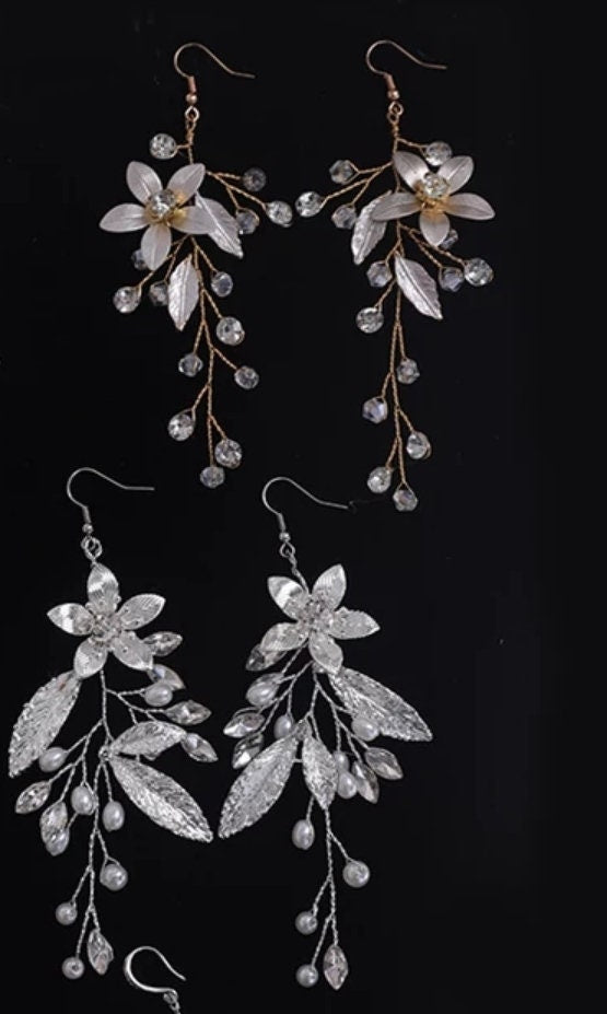 Boho Dangle Long Chain Feather Flower Bridal Earrings for Wedding for  Brides - Etsy | Bridal earrings, Long bridal earrings, Boho bridal