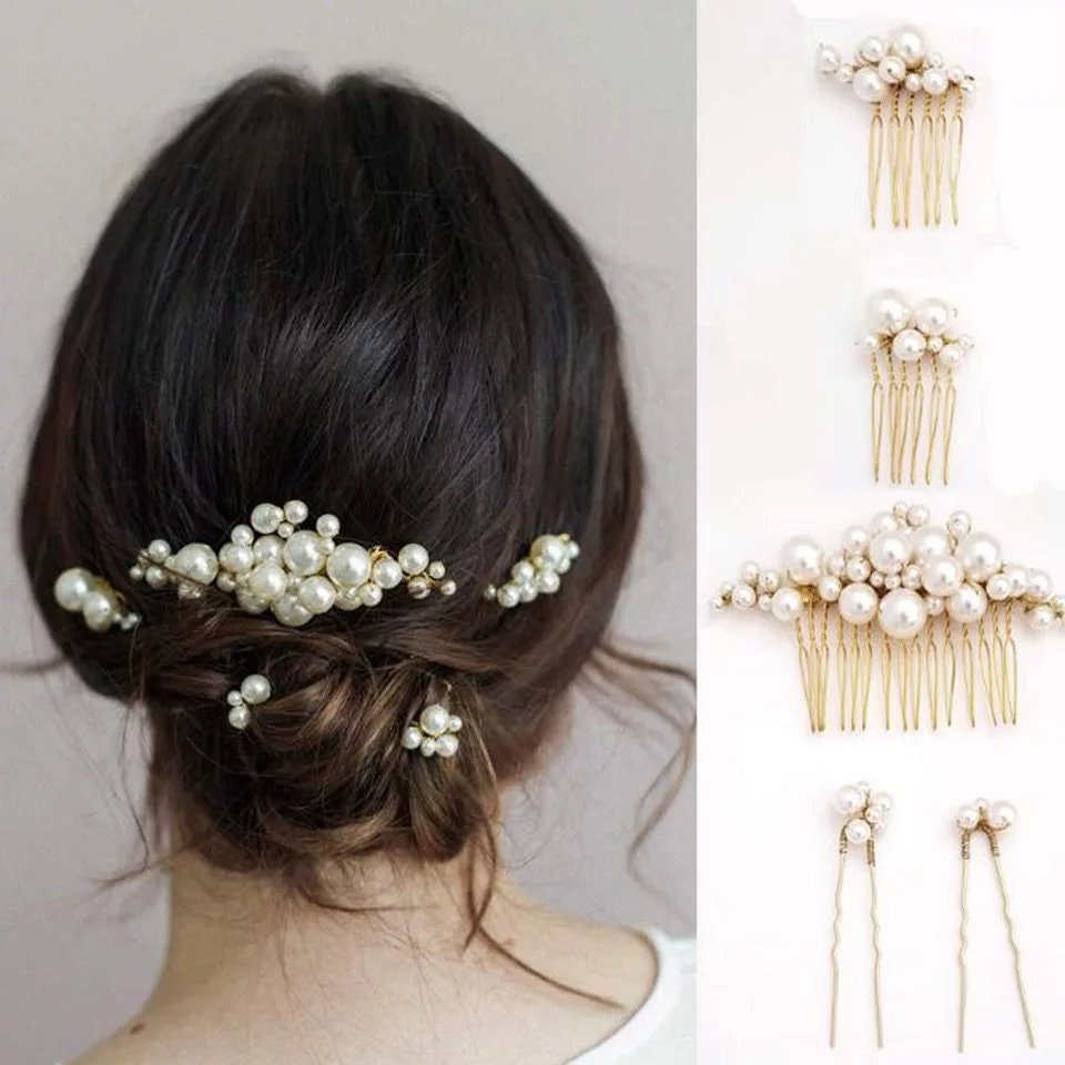 Pearl Hair Accessories - Bridal Pearl Comb Set